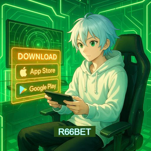 Imagem promocional do app oficial R66BET destacando a conveniência de jogar cassino online pelo celular ou navegador