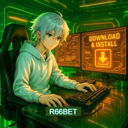 Imagem promocional do app oficial R66BET destacando a conveniência de jogar cassino online pelo celular ou navegador