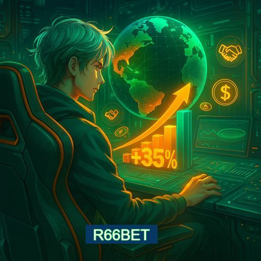 Imagem promocional do app oficial R66BET destacando a conveniência de jogar cassino online pelo celular ou navegador